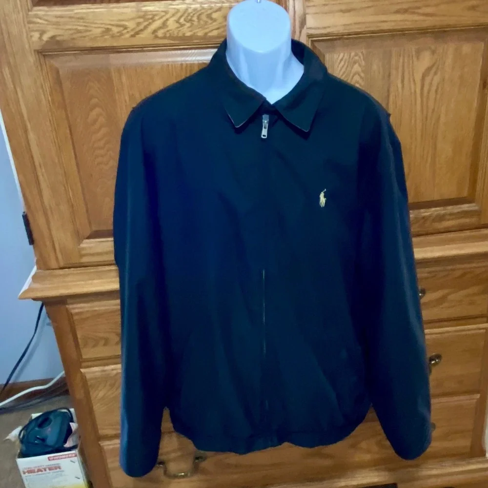 Vtg Polo Ralph Lauren Bi Swing Harrington Jacket Mens XL Black Windowpane Lined
